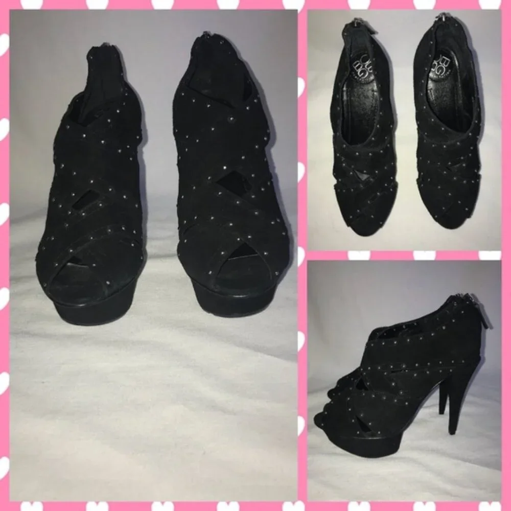 BCBG Generation studded strap platform heels